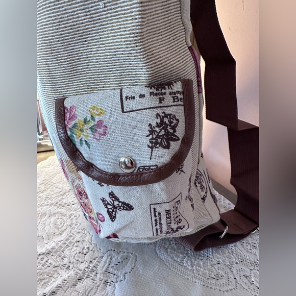 Paris Themed Beige and Brown Backpack - Picture 3 of 8